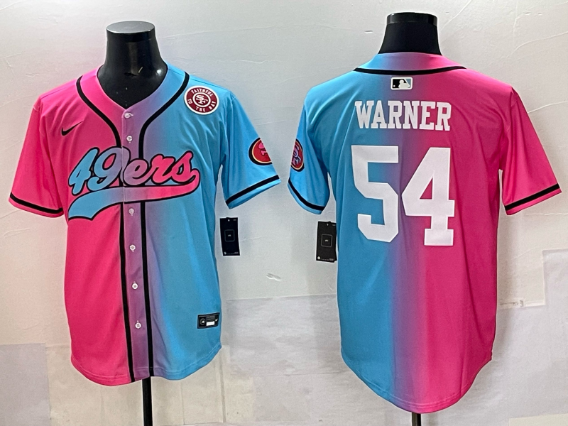 Men 2025 San Francisco 49ers #54 Warner Pink Blue pink Nike Limited NFL Jersey 017